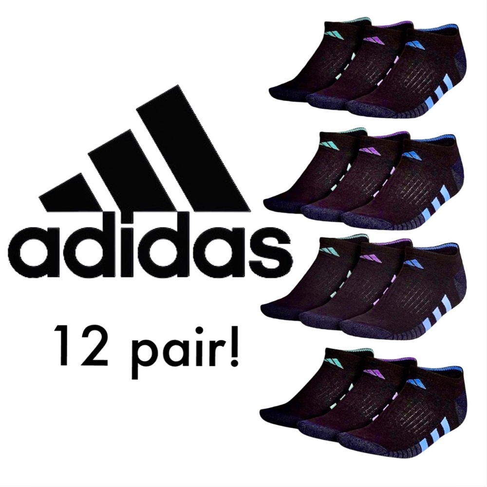 - Adidas 12 Pair Cushioned Arch Compression Climacool No Show Socks! NEW!